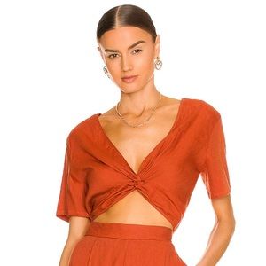 MONROW burnt orange cross cross top